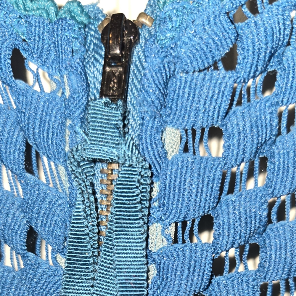 Tracy Reese Teal Crochet Design Dress - Picture 6 of 6